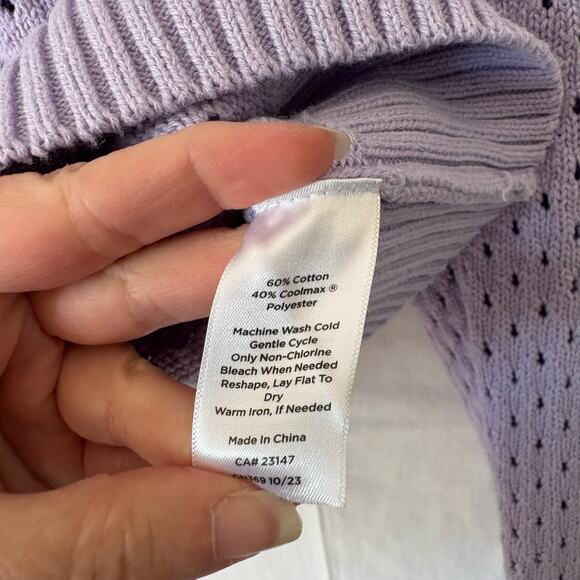 T by Talbots Cardigan Sweater Womens Medium Open Loose Knit Snap Up Purple - Picture 3 of 7